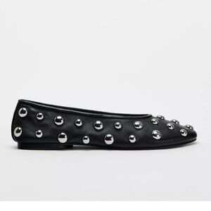 Zara Studded Leather Ballet Flats